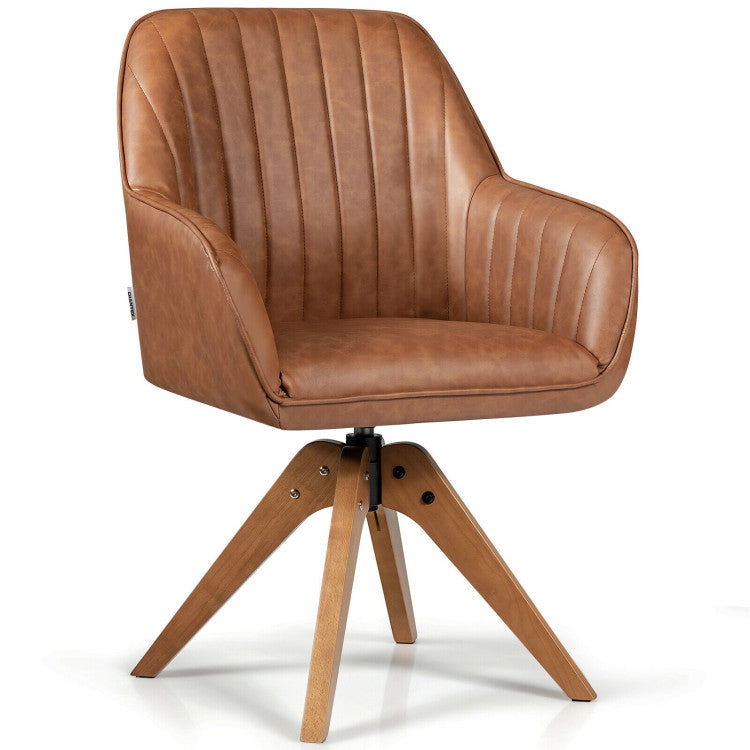 Stylish Swivel Home Office Chair with Solid Wood Legs