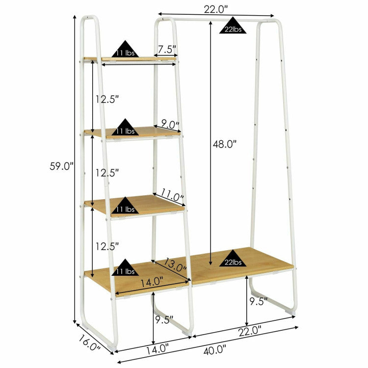 Clothes Rack Free Standing Storage Tower with Hanging Bar