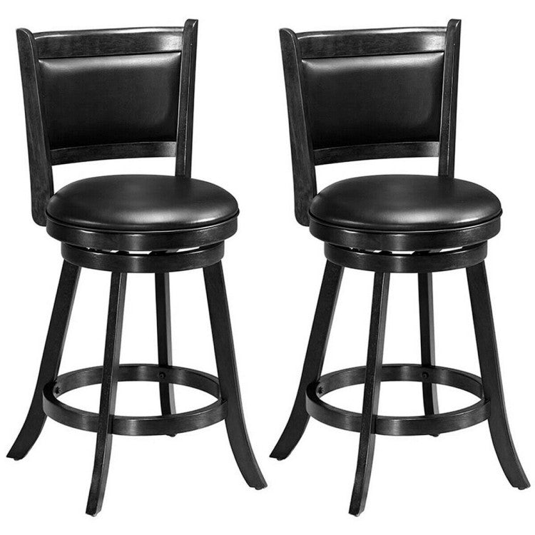 2 Pieces 24 Inch Swivel Counter Stool Dining Chair Upholstered Seat