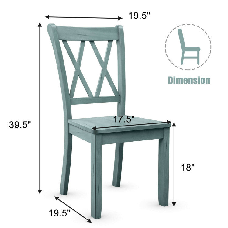 Set of 2 Cross Back Rubber Wood Dining Chairs