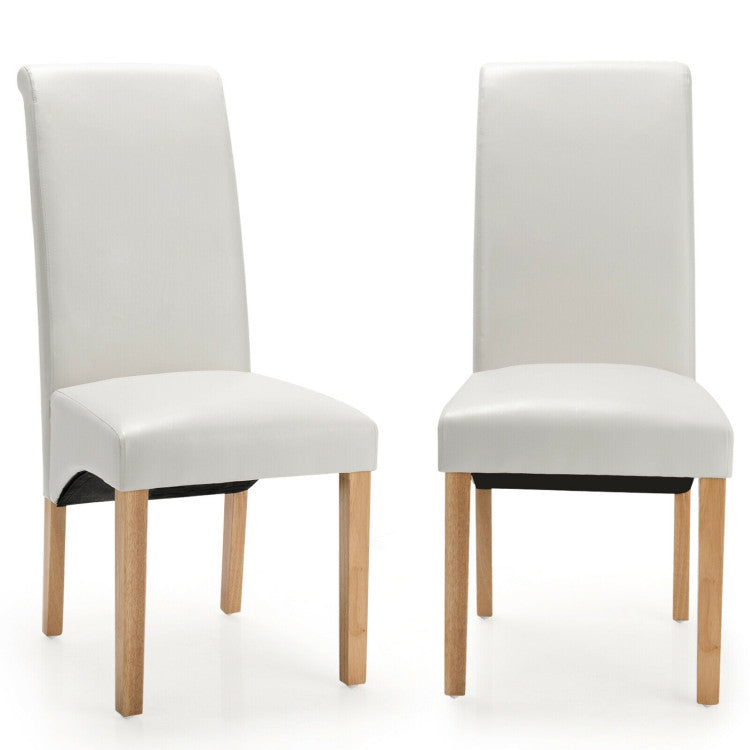 2 Pieces Dining Chairs Set with Rubber Wood Legs