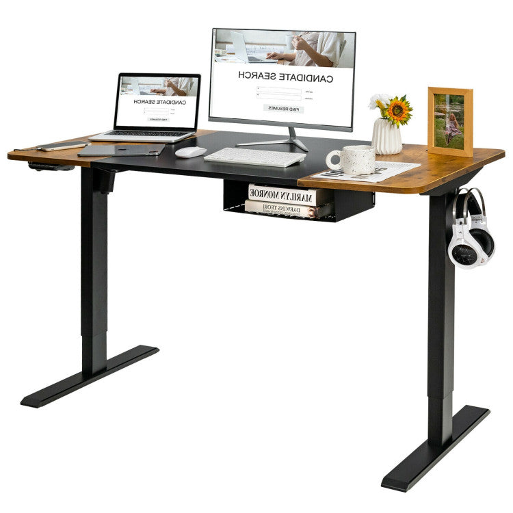 55 X 28 Inch Electric Standing Desk with USB Port Black