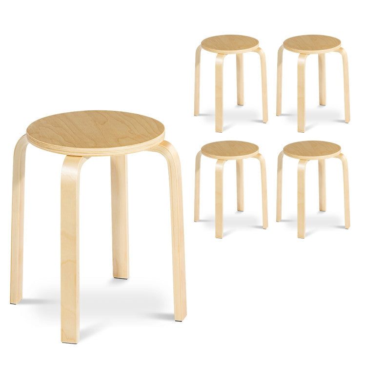 Set of 4 18 Inch Stackable Bentwood Dining Chairs with round Top