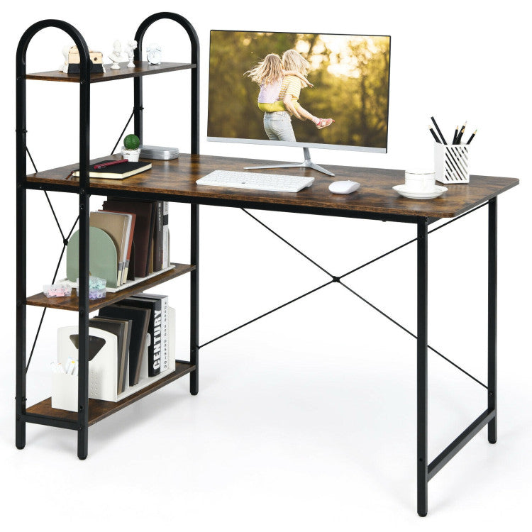 48-Inch Reversible Computer Desk with Storage Shelves