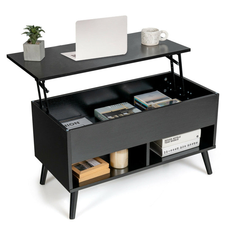 31.5 Inch Lift-Top Coffee Table with Hidden Storage and 2 Open Shelves