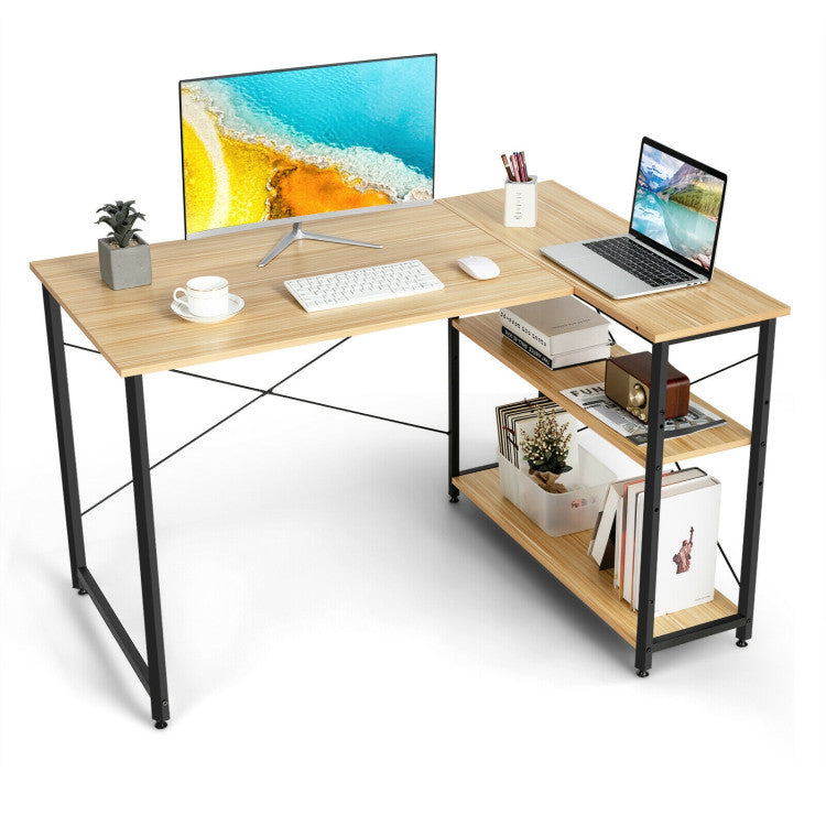 48 Inch Reversible L Shaped Computer Desk with Adjustable Shelf