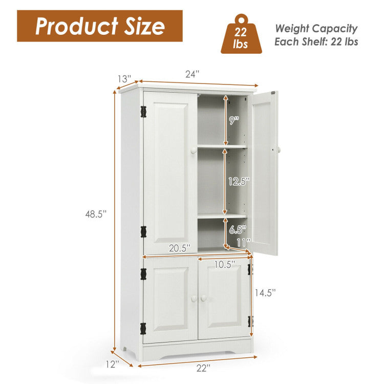 Accent Floor Storage Cabinet with Adjustable Shelves and Antique 2-Door