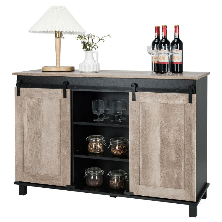 Kitchen Buffet Sideboard with 2 Sliding Barn Doors for Dining Living Room