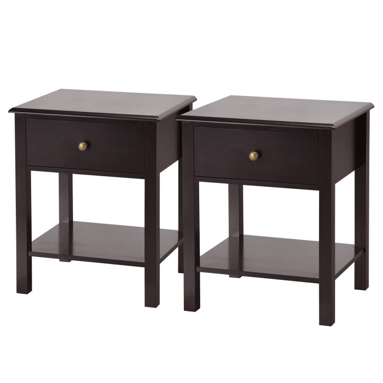 Nightstand End Table with Drawer and Shelf