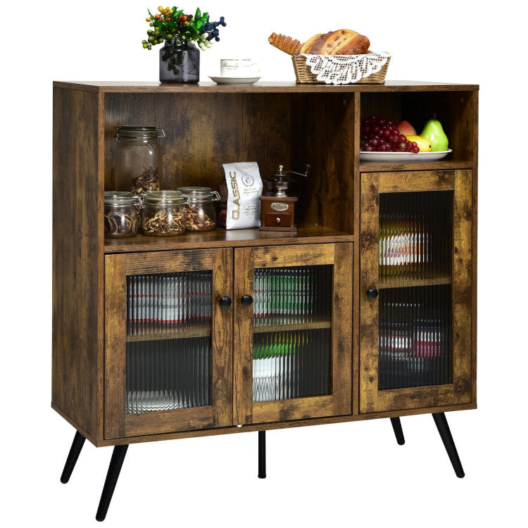 Buffet Storage Cupboard with Glass Door and Adjustable Shelves