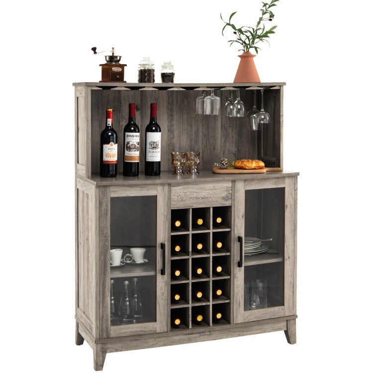 Buffet Hutch Cabinet with Removable Wine Rack for Kitchen