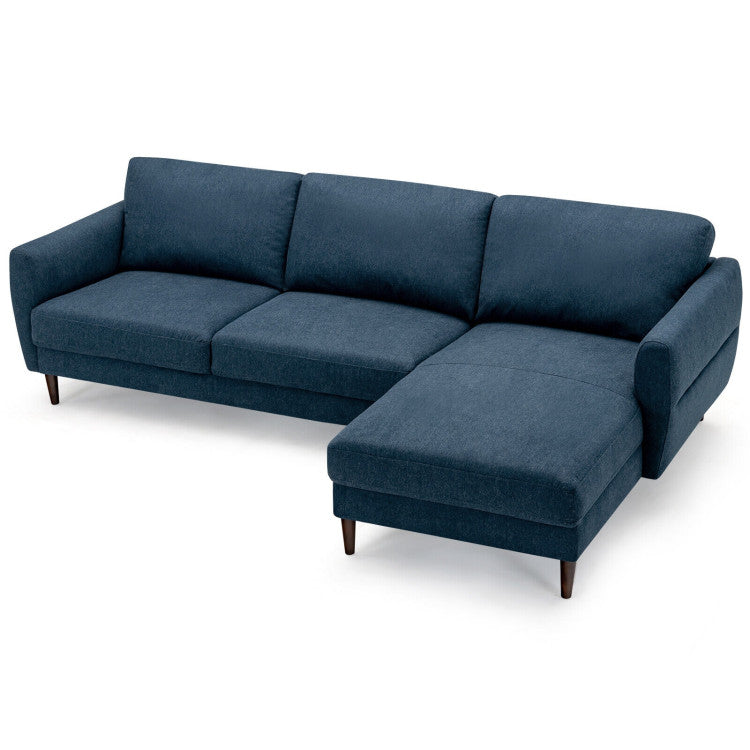 L-Shaped Fabric Sectional Sofa with Chaise Lounge and Solid Wood Legs