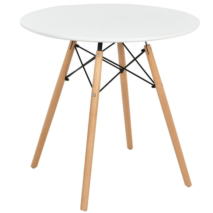 Round Modern Dining Table with Solid Beech Wood Legs