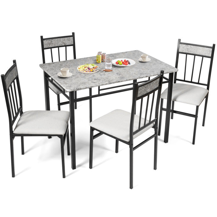 5 Pieces Faux Marble Dining Set Table