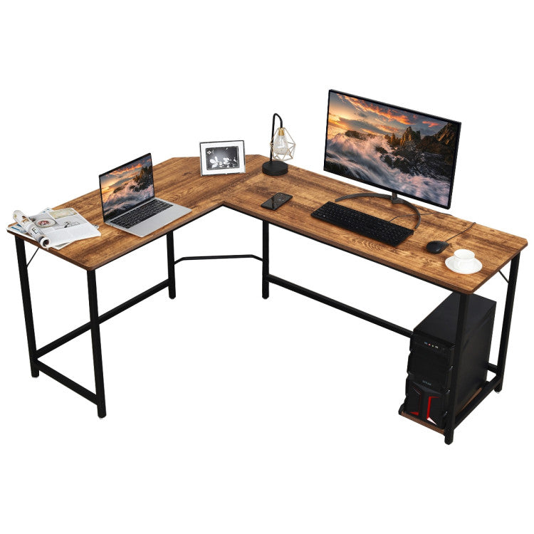 L-Shaped Corner Computer Desk with CPU Stand and Spacious Surface