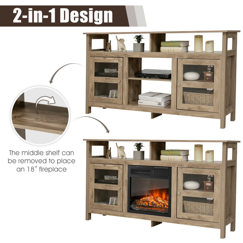 58 Inch TV Stand with 2 Cabinets for Flat Screen Tvs up to 65 Inch