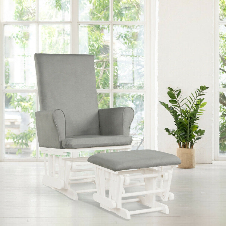 Baby Nursery Relax Rocker Rocking Chair Glider and Ottoman Cushion Set