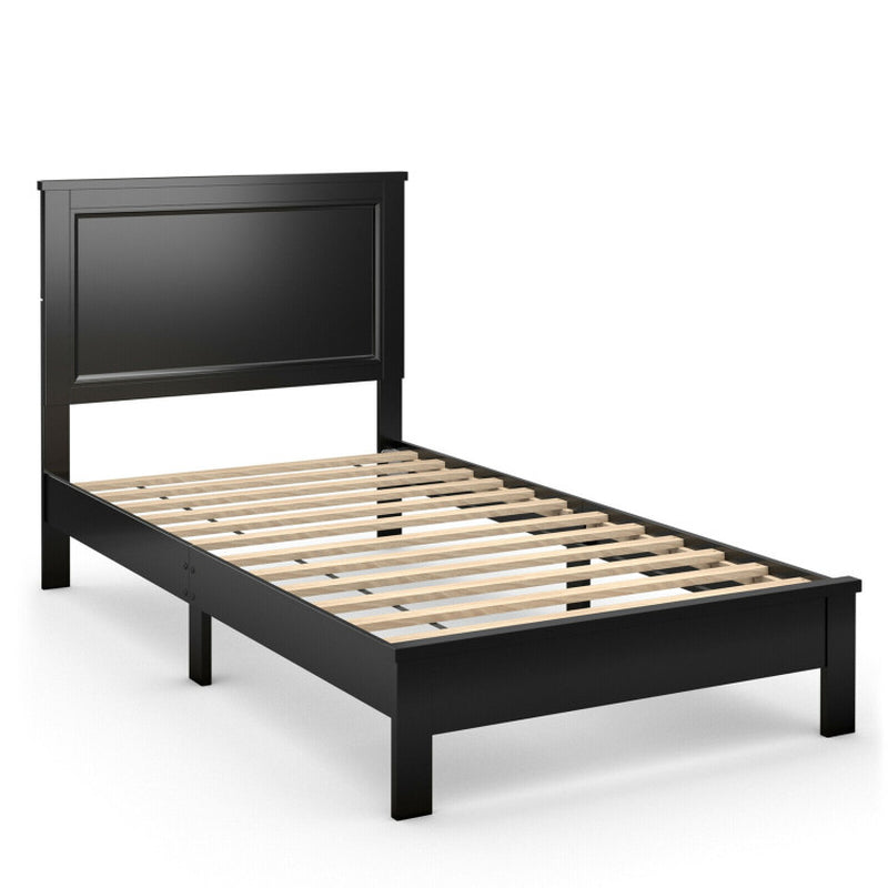 Twin Size Wooden Bed Frame with Headboard