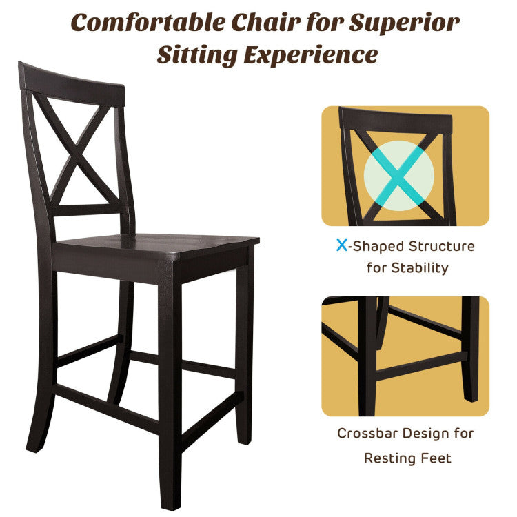 24 Inch 2 Pack Rubber Wood Frame Kitchen Chairs