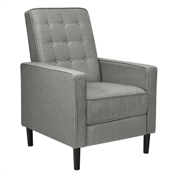 Modern Fabric Push-Back Recliner Chair with Button-Tufted Back and Thick Cushion