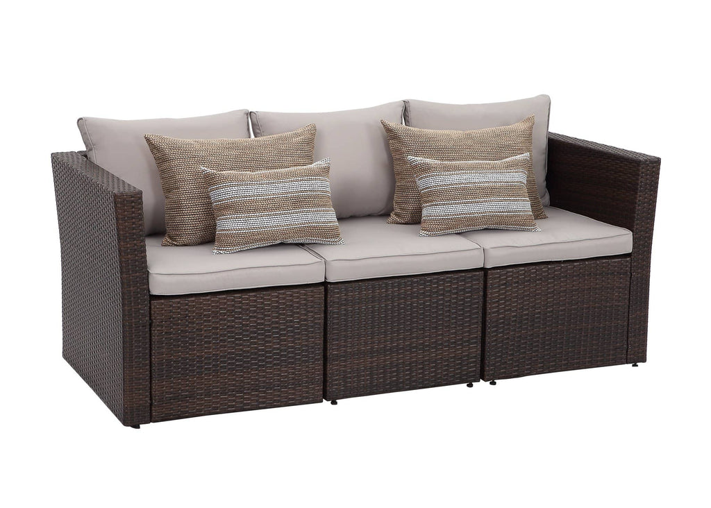 Staffora Brisk 6 Piece All Weather Wicker Sofa Seating Group with Cushions, Ottoman With Storage and Coffee Table - StafforaFurniture