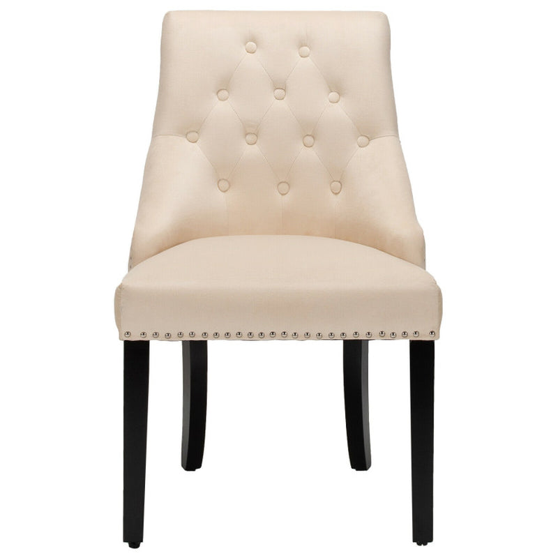 Modern Upholstered Button-Tufted Dining Chair with Naild Trim