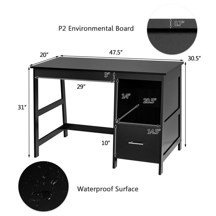 47.5-Inch Modern Home Computer Desk with 2 Storage Drawers