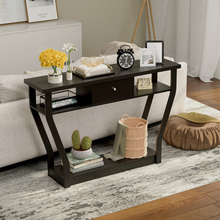 Console Hall Table with Storage Drawer and Shelf