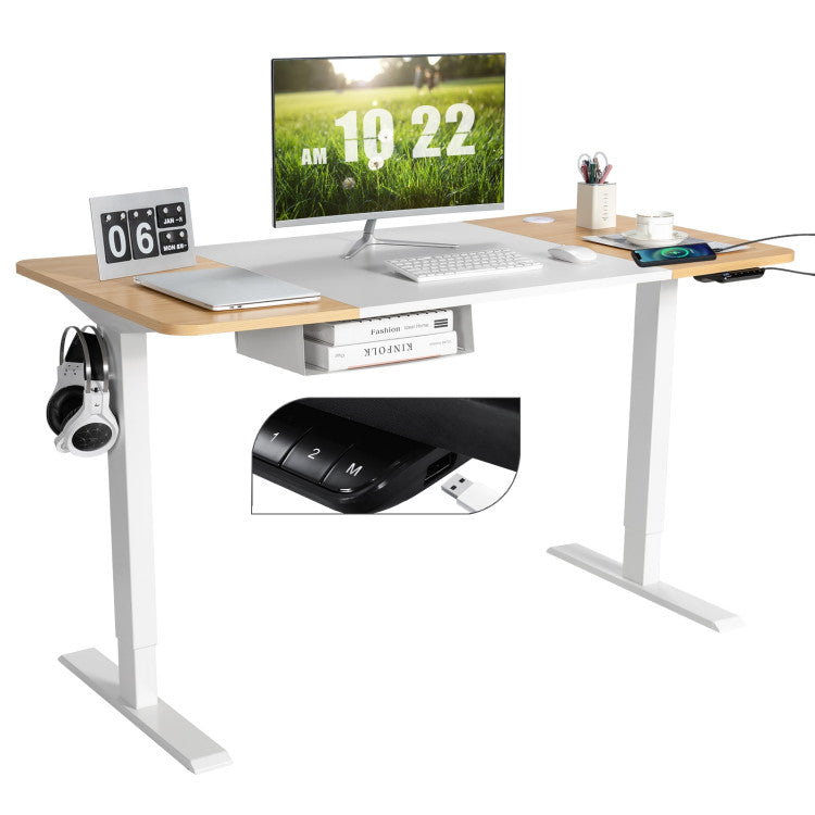 55 X 28 Inch Electric Adjustable Sit to Stand Desk with USB Port