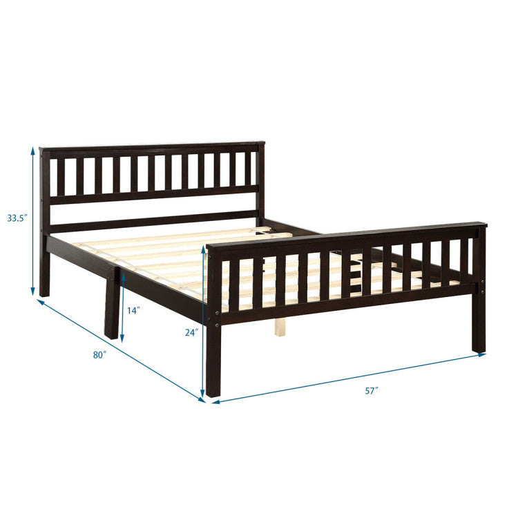 Deluxe Solid Wood Platform Bed with Headboard and Footboard