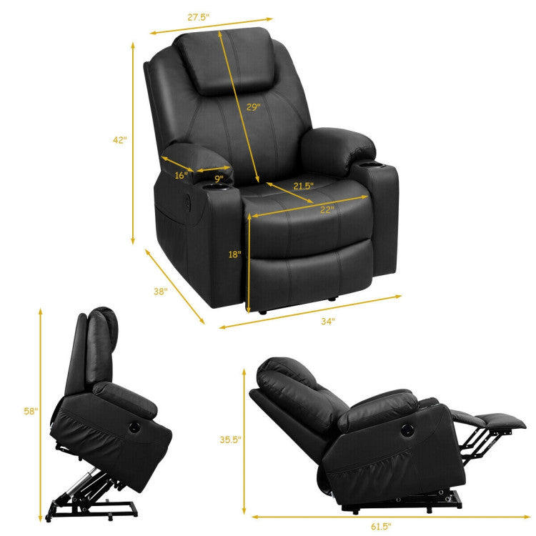 Electric Power Lift Multifunction Electric Recliner with 2 Side Pockets and Cup Holders