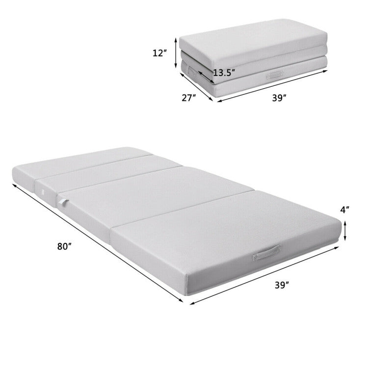 4 Inch Folding Sofa Bed Foam Mattress with Handles