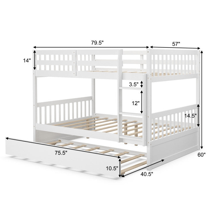 Full over Full Bunk Bed Platform Wood Bed with Ladder