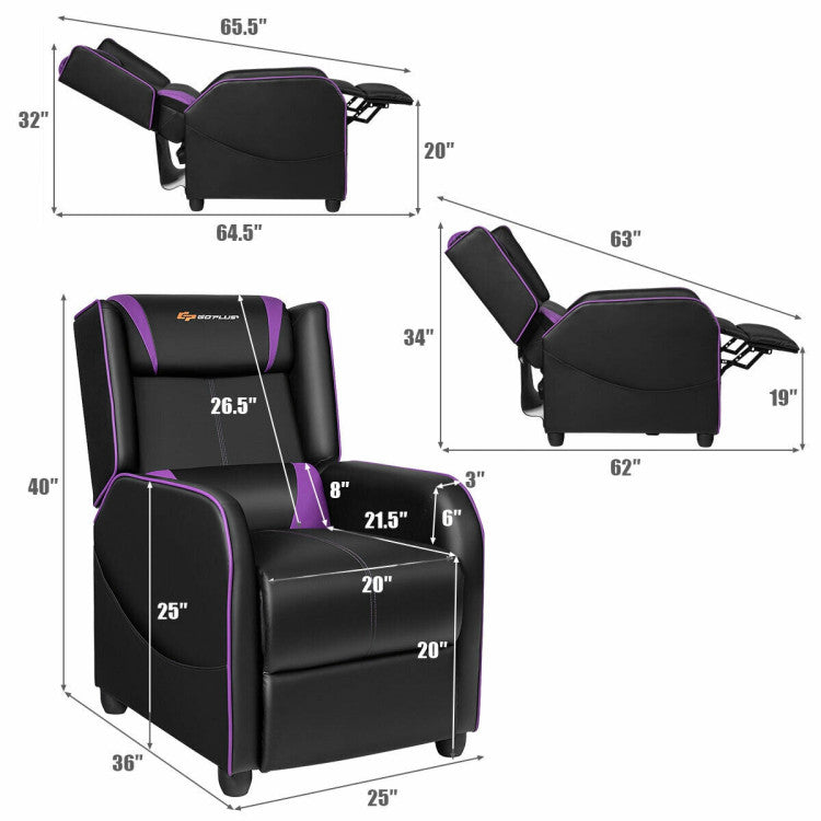 Adjustable Modern Gaming Recliner Chair with Massage Function and Footrest