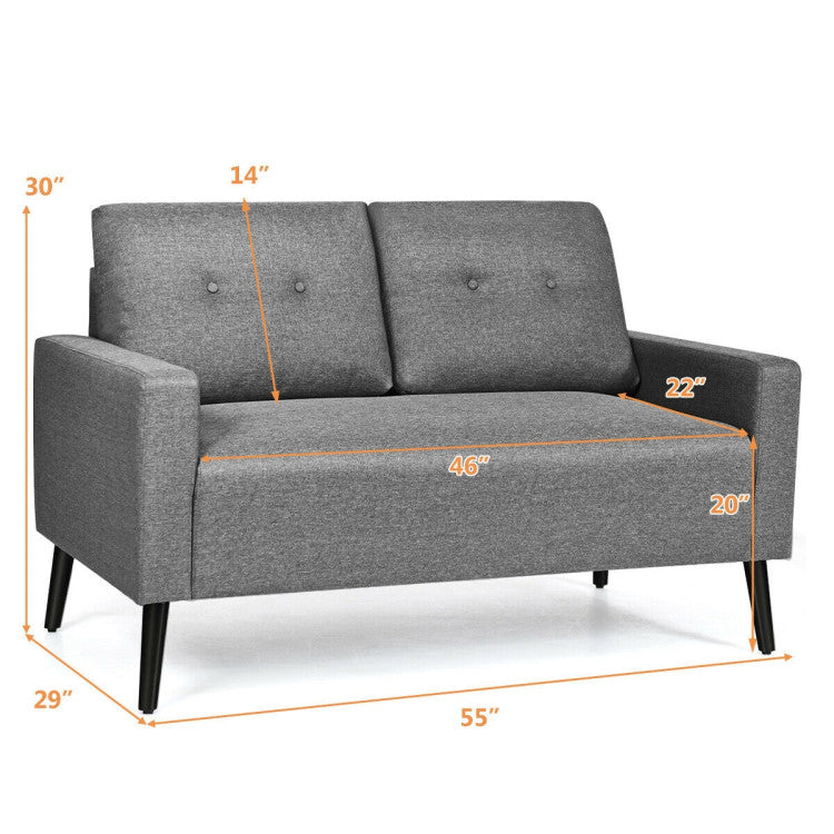 55 Inch Modern Upholstered Sofa Couch with Cloth Cushion