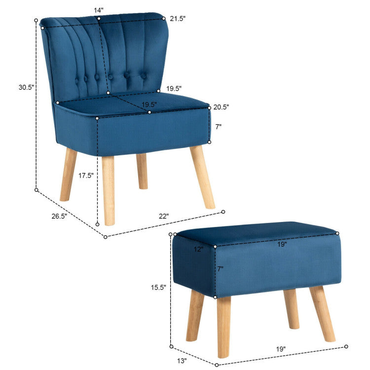 Modern Accent Chair Ottoman Set with Footstool