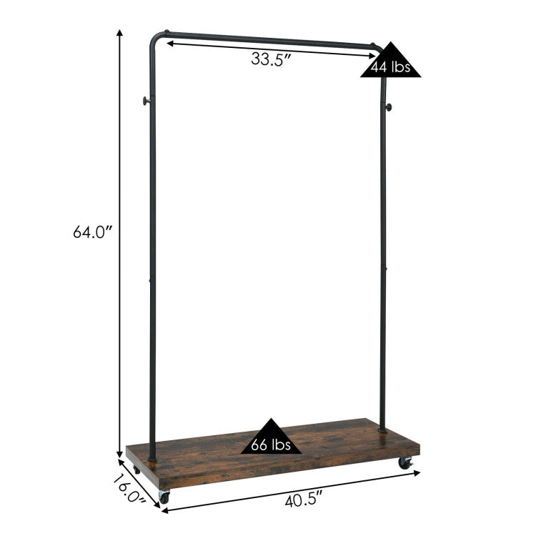 Heavy Duty 2 in 1 Clothes Stand Rack with Lockable Casters