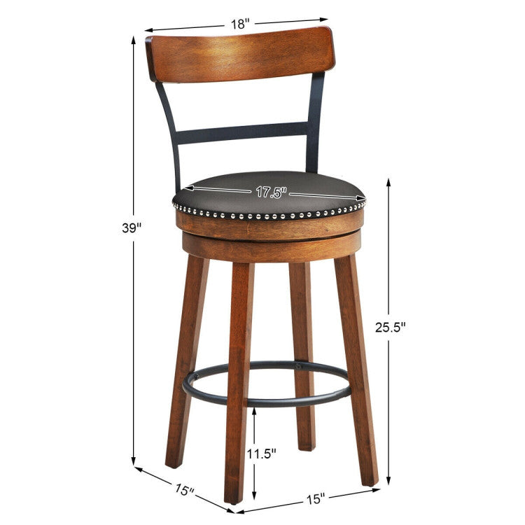 Set of 2 Swivel Counter Height Bar Stools