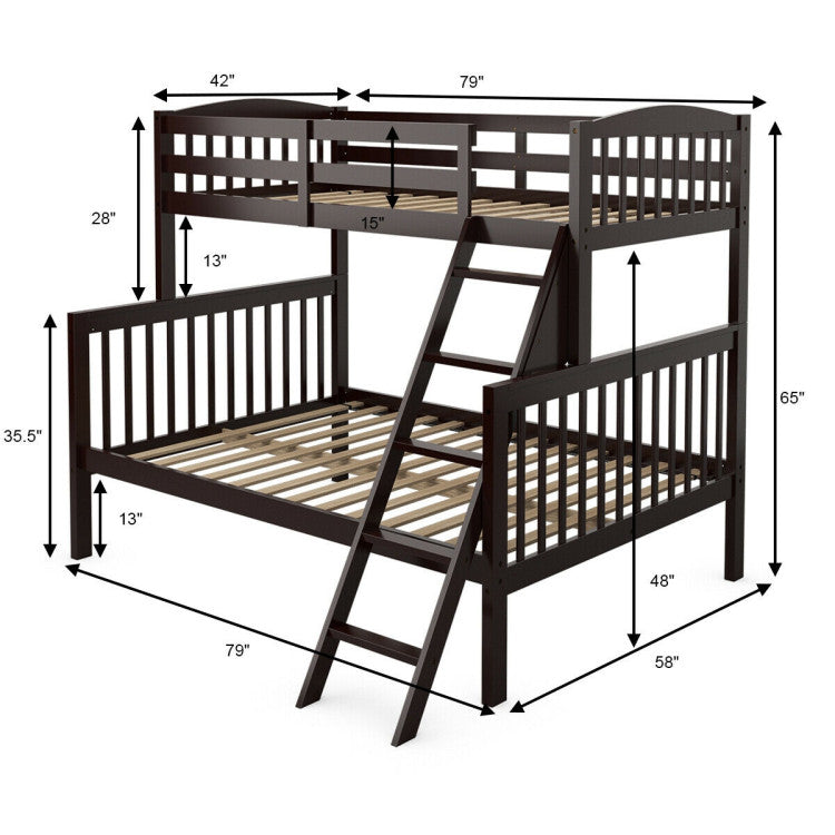 Twin over Full Bunk Bed with Ladder and Guardrail