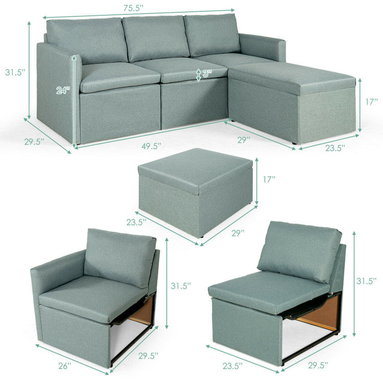 Convertible L-Shaped Sectional Sofa Couch with Reversible Chaise