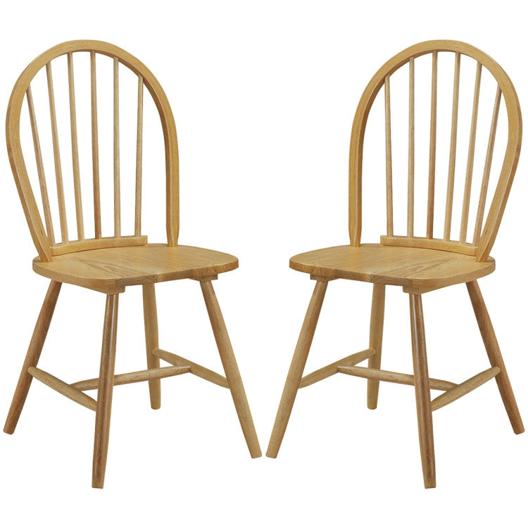 Set of 2 Vintage Windsor Wood Chair with Spindle Back for Dining Room