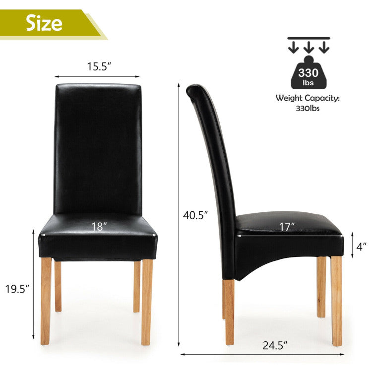 2 Pieces Dining Chairs Set with Rubber Wood Legs