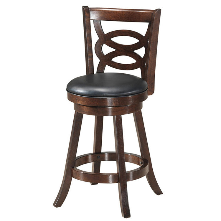 24 Inch Counter Height Upholstered Swivel Bar Stool with Cushion Seat