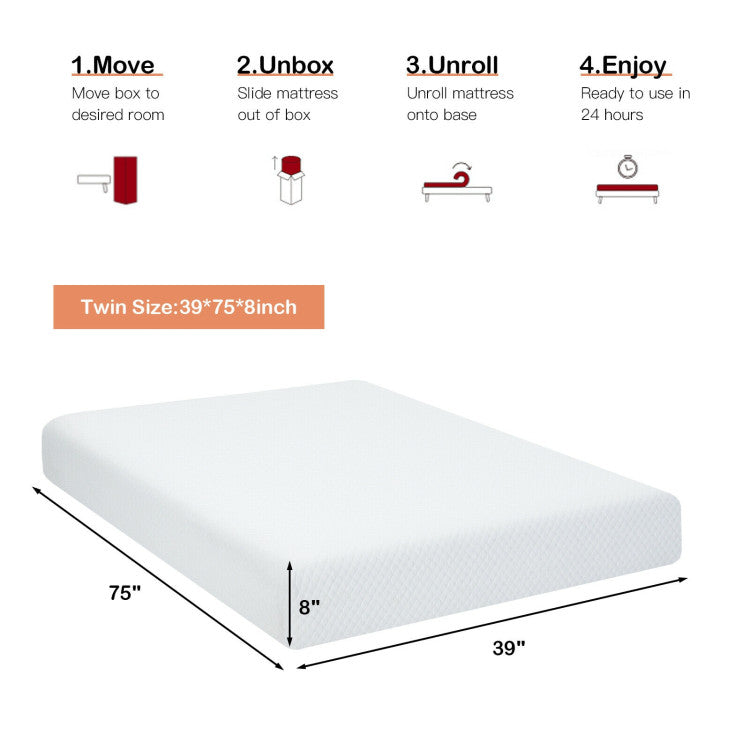 8 Inches Foam Medium Firm Mattress with Removable Cover