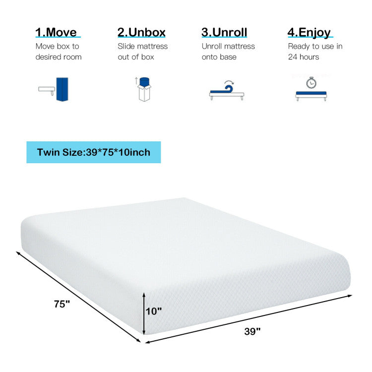 10 Inch Air Foam Pressure Relief Bed Mattress with Removable Soft Cover