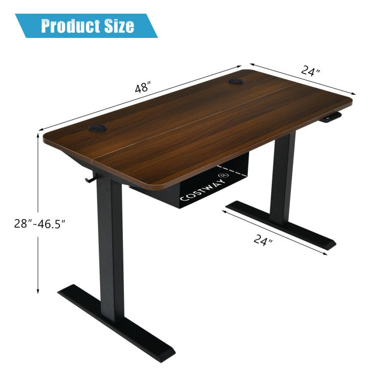 48-Inch Electric Height Adjustable Standing Desk with USB Port