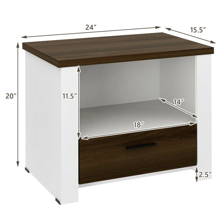 Accent Nightstand with Drawer and Open Shelf