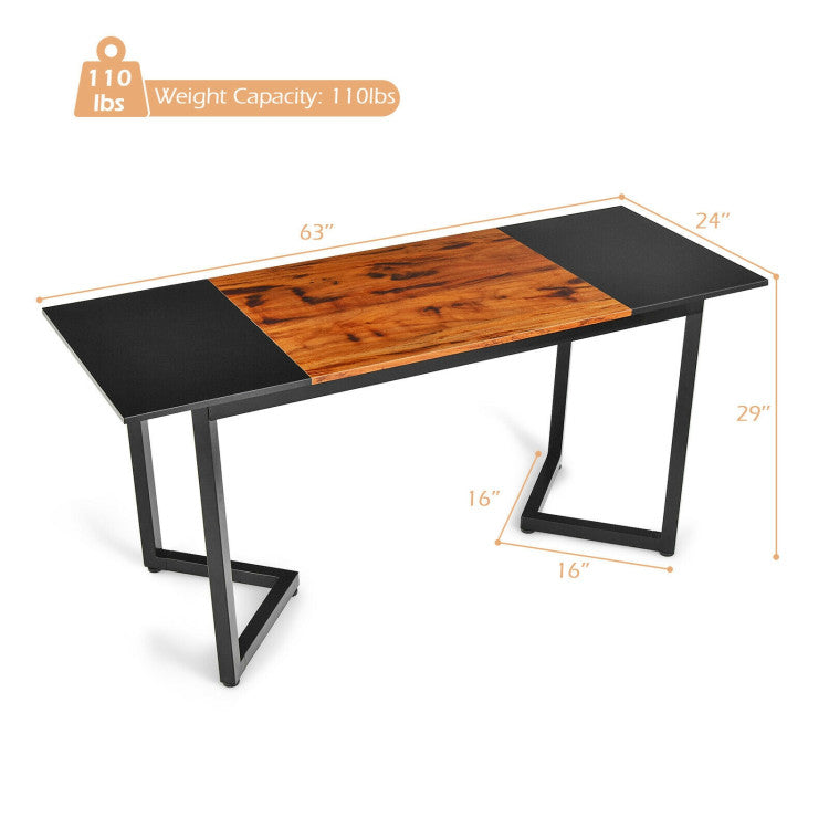 63-Inch Large Computer Desk with Splice Board for Home and Office