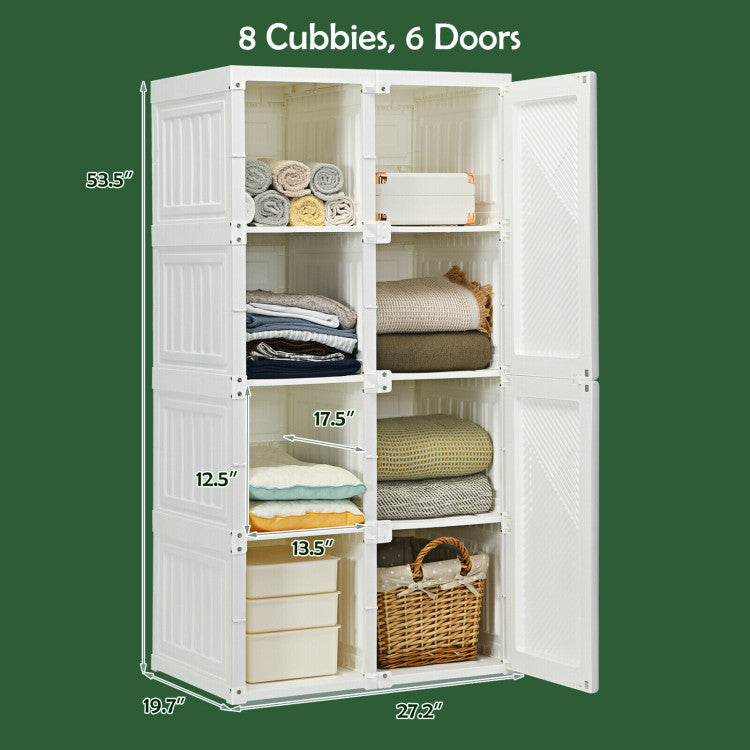 Foldable Armoire Wardrobe Closet with 8/10/12 Cubes