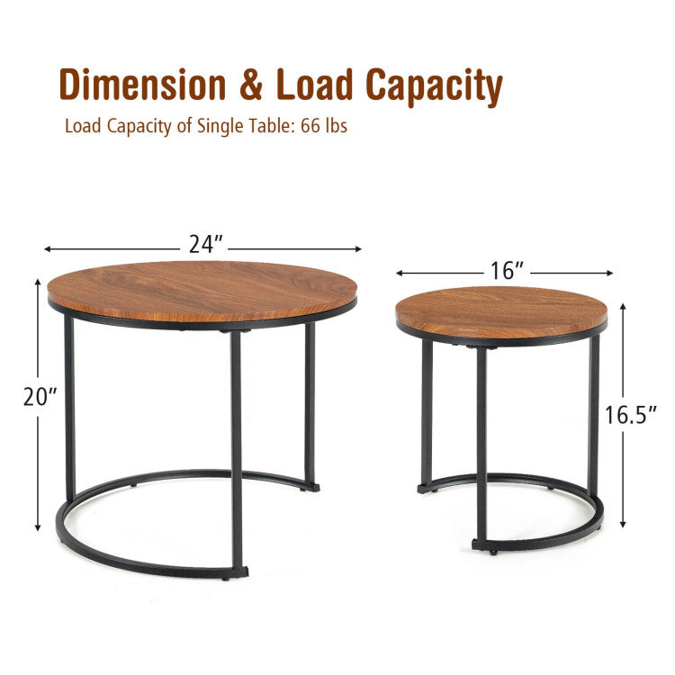 Set of 2 Modern round Stacking Nesting Coffee Tables